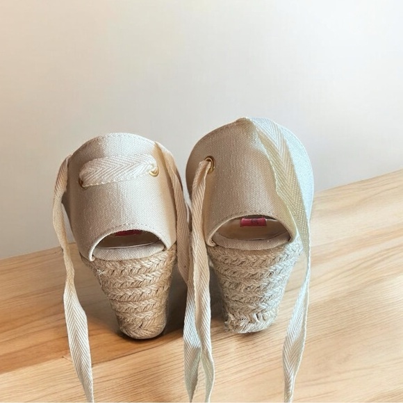 London Rebel Espadrille Wedges in Ecru - Picture 6 of 7
